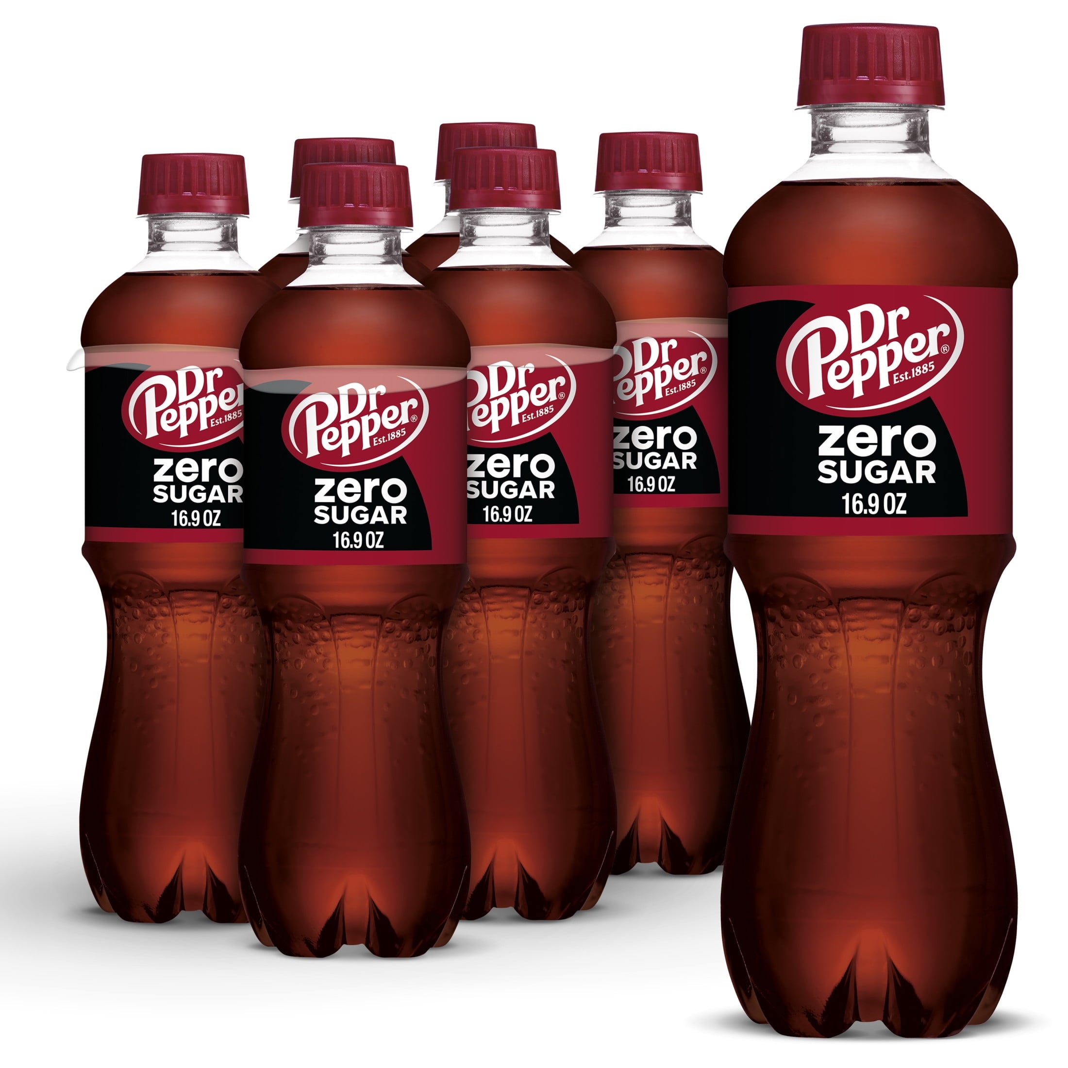 Dr Pepper Zero Sugar Soda, 16.9 fl oz Bottles, 6-Pack